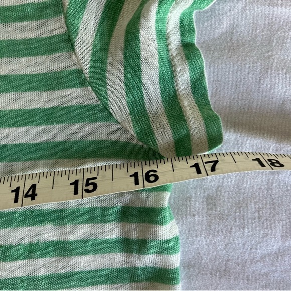 Calypso St. Barth Green and White Linen Short Sleeve Tee Womens Sz XS EUC - Picture 8 of 14
